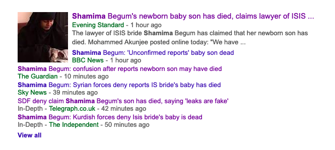 Shamima Begum son dead
