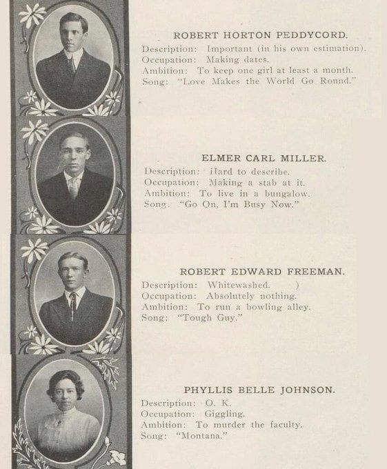 Senior quotes from a 1911 high school yearbook