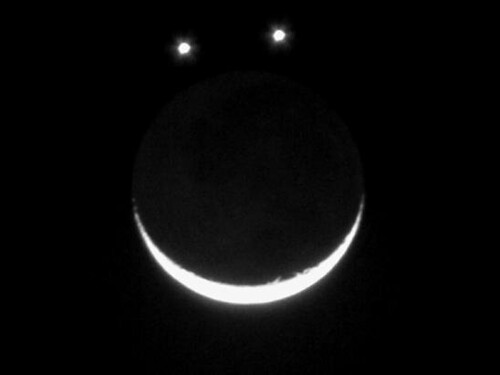 Smiley face moon venus jupiter