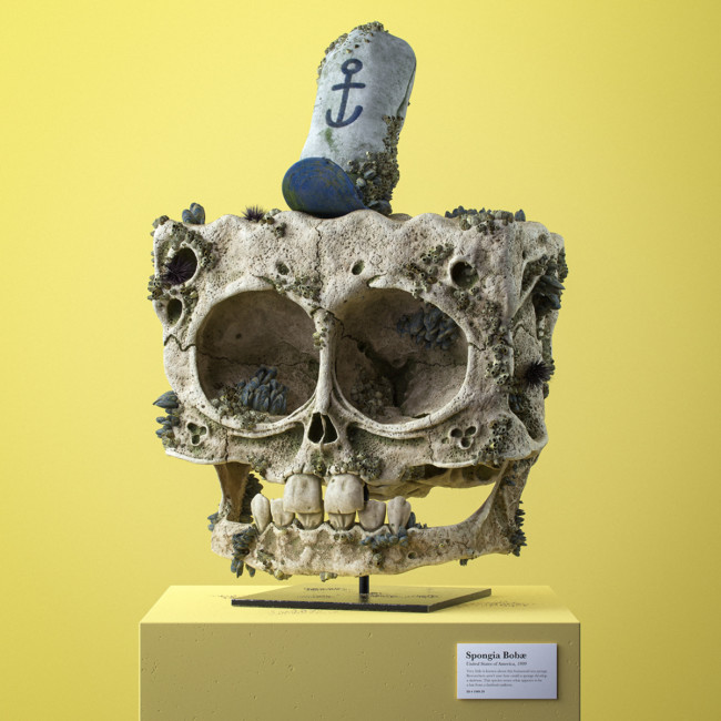 3D artist Filip Hoda makes fossilised skulls of famous cartoon characters