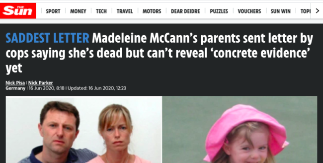 MAddie McCann letter